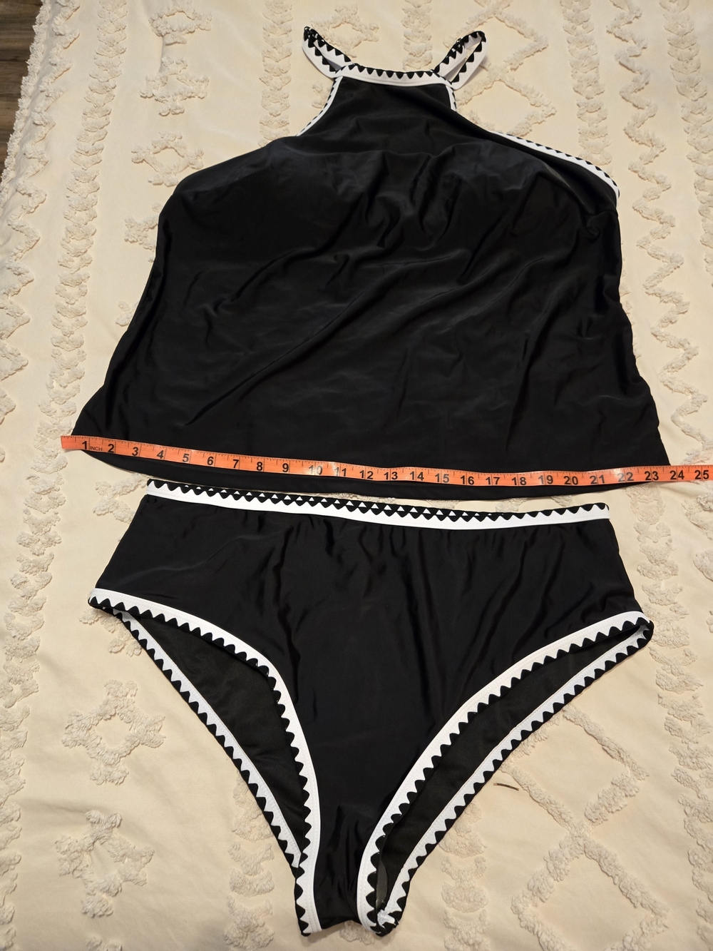 Black & White High Neck Tankini Set